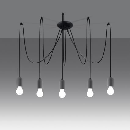 Κρεμαστό φωτιστικό οροφής NESO 5xE27/15W/230V spider τσιμέντο