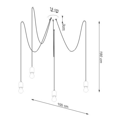 Κρεμαστό φωτιστικό οροφής NESO 5xE27/15W/230V spider τσιμέντο