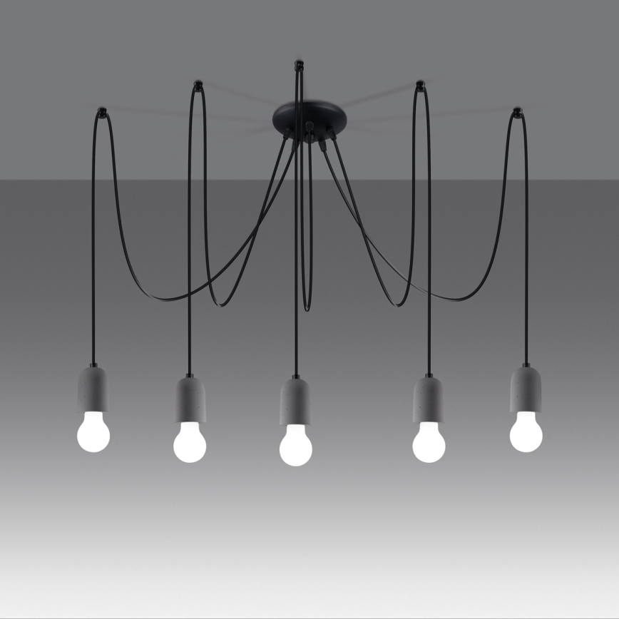 Κρεμαστό φωτιστικό οροφής NESO 5xE27/15W/230V spider τσιμέντο