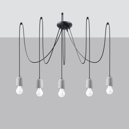 Κρεμαστό φωτιστικό οροφής NESO 5xE27/15W/230V spider τσιμέντο