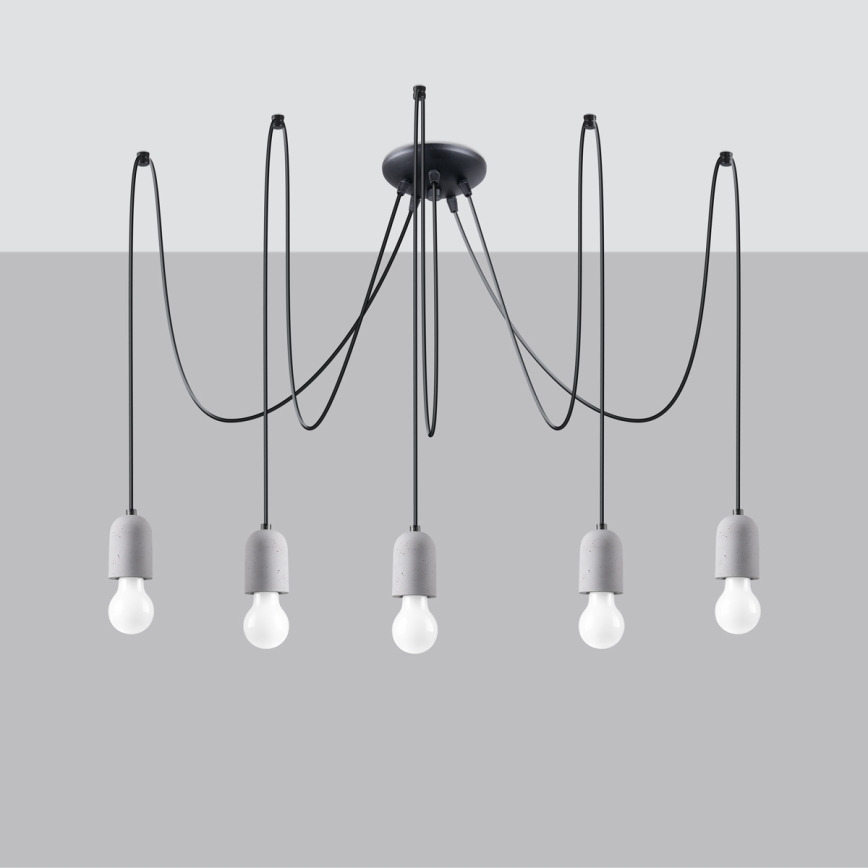 Κρεμαστό φωτιστικό οροφής NESO 5xE27/15W/230V spider τσιμέντο