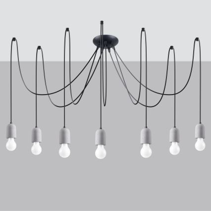 Κρεμαστό φωτιστικό οροφής NESO 7xE27/15W/230V spider τσιμέντο