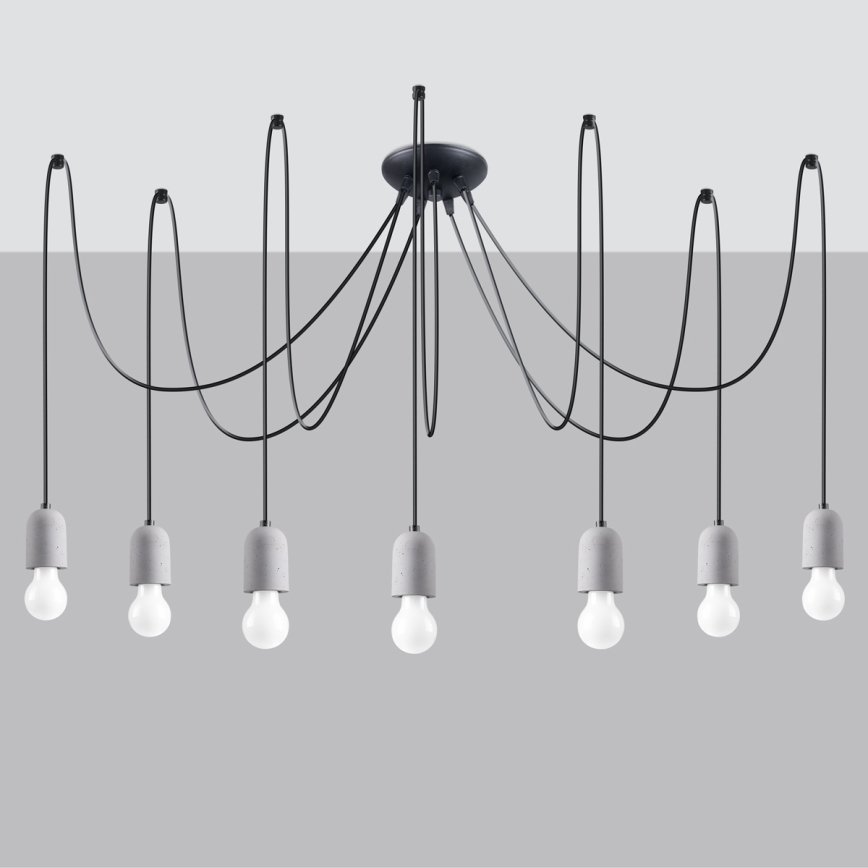 Κρεμαστό φωτιστικό οροφής NESO 7xE27/15W/230V spider τσιμέντο