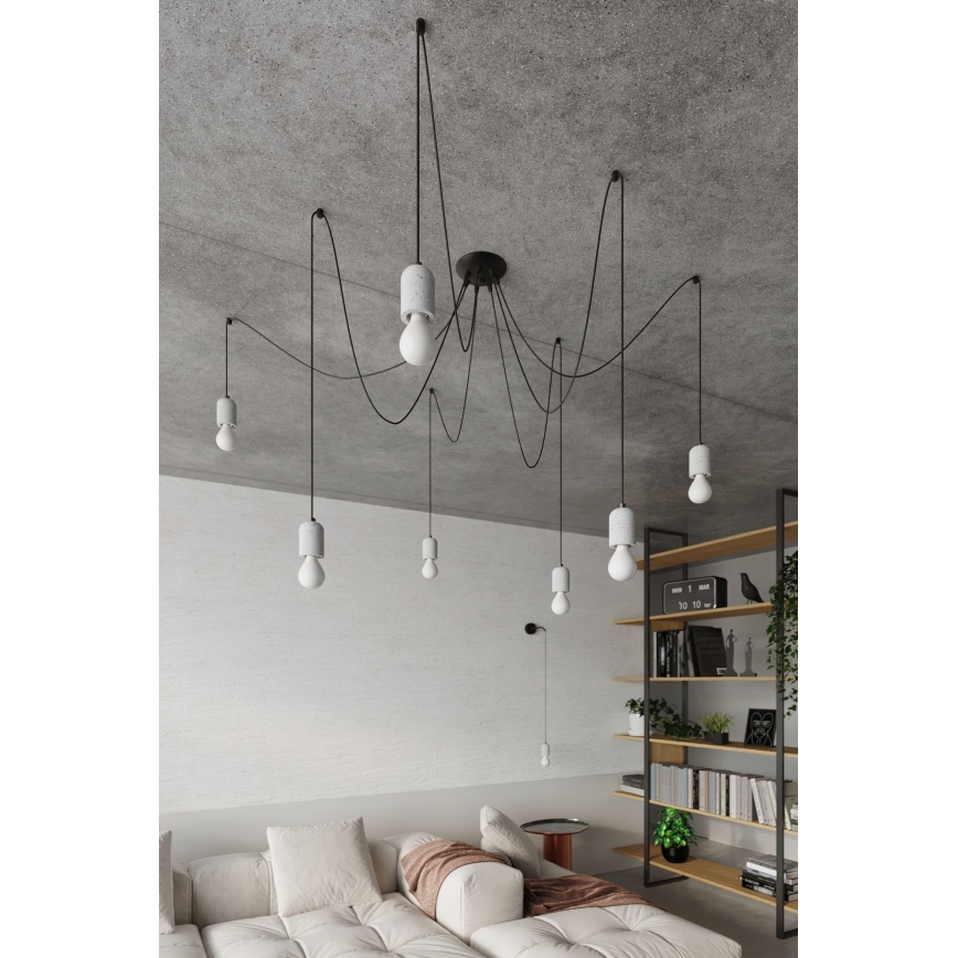 Κρεμαστό φωτιστικό οροφής NESO 7xE27/15W/230V spider τσιμέντο