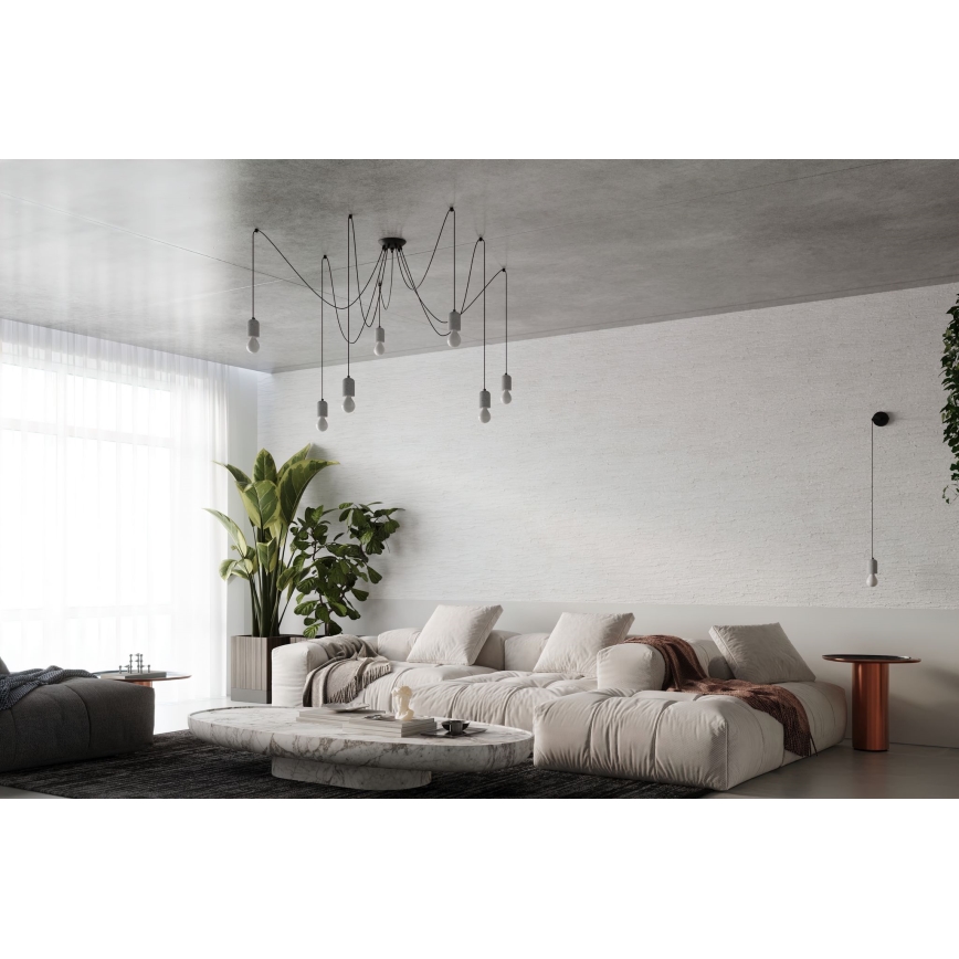 Κρεμαστό φωτιστικό οροφής NESO 7xE27/15W/230V spider τσιμέντο