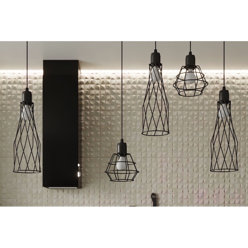 Πολύφωτο με συρματόσχοινο SUBA 1xE27/15W/230V μαύρο