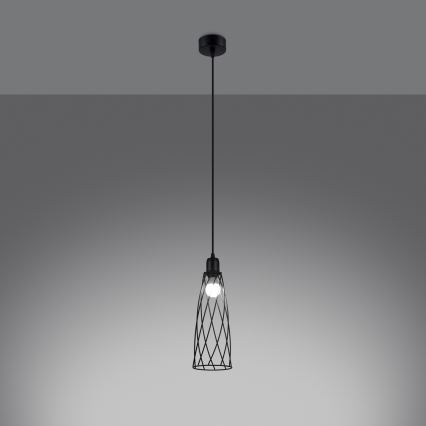 Πολύφωτο με συρματόσχοινο SUBA 1xE27/15W/230V μαύρο