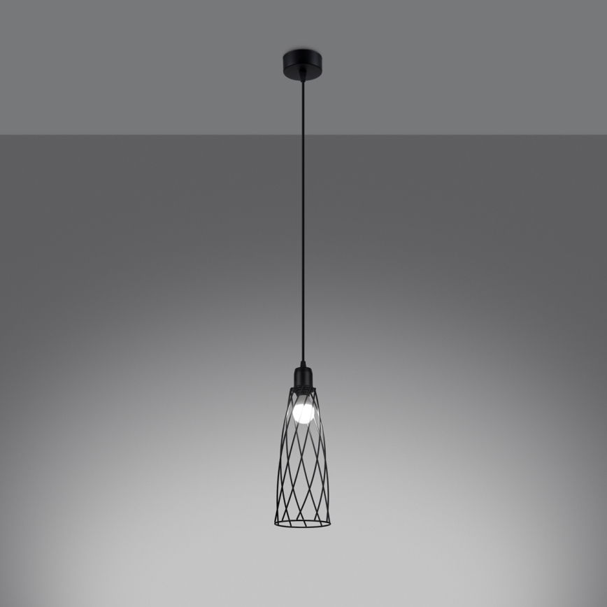 Πολύφωτο με συρματόσχοινο SUBA 1xE27/15W/230V μαύρο