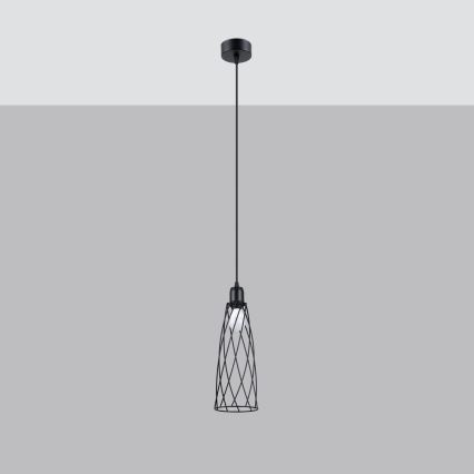 Πολύφωτο με συρματόσχοινο SUBA 1xE27/15W/230V μαύρο