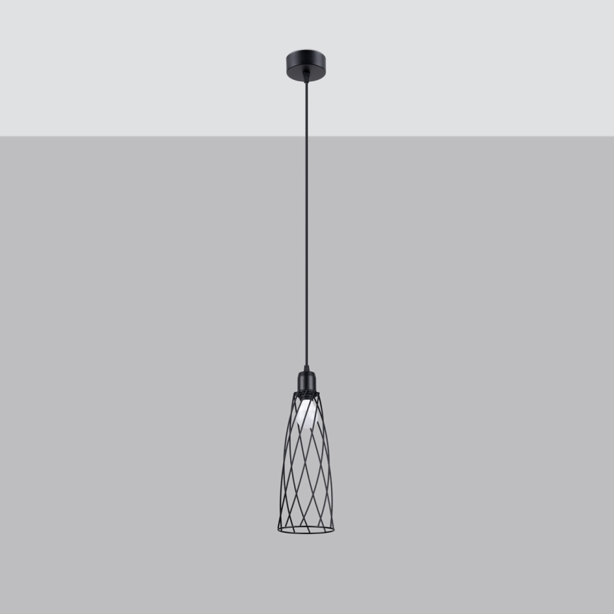 Πολύφωτο με συρματόσχοινο SUBA 1xE27/15W/230V μαύρο
