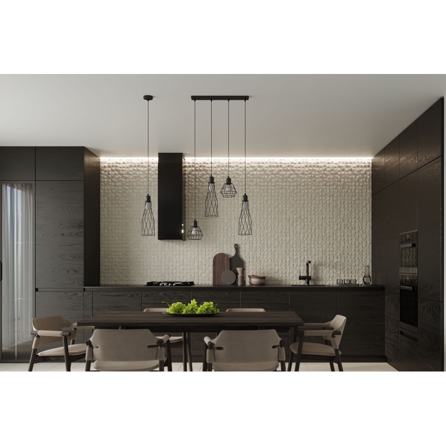 Πολύφωτο με συρματόσχοινο SUBA 1xE27/15W/230V μαύρο