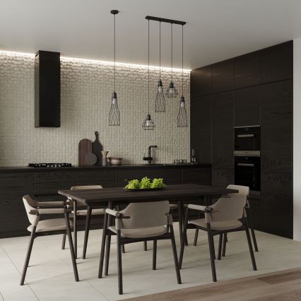 Πολύφωτο με συρματόσχοινο SUBA 1xE27/15W/230V μαύρο