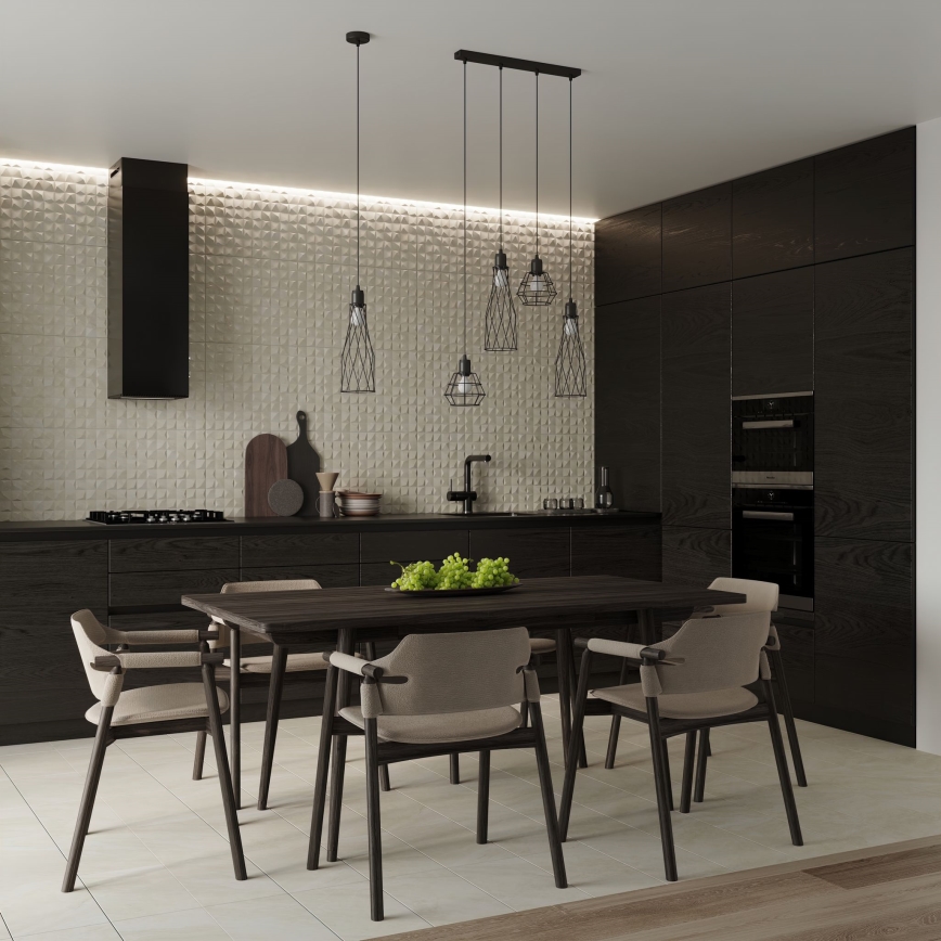 Πολύφωτο με συρματόσχοινο SUBA 1xE27/15W/230V μαύρο