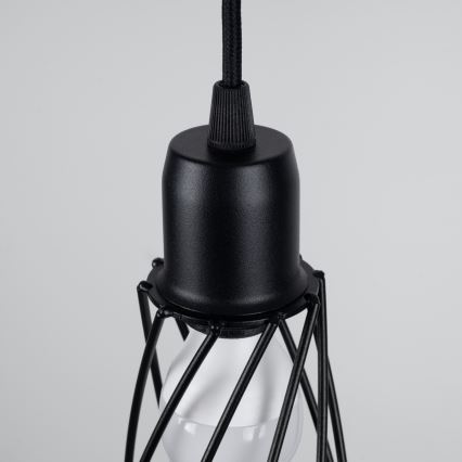 Πολύφωτο με συρματόσχοινο SUBA 1xE27/15W/230V μαύρο