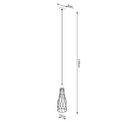 Πολύφωτο με συρματόσχοινο SUBA 1xE27/15W/230V μαύρο