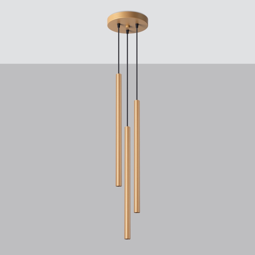 Πολύφωτο με συρματόσχοινο PASTELO 3xG9/8W/230V χρυσαφί
