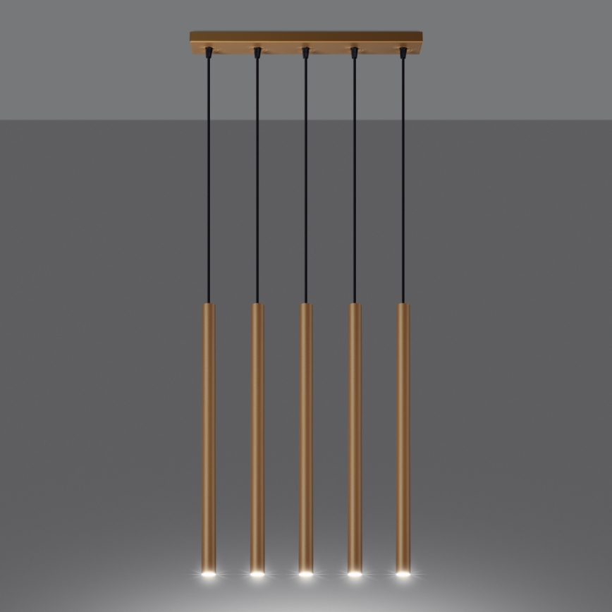 Πολύφωτο με συρματόσχοινο PASTELO 5xG9/8W/230V χρυσαφί