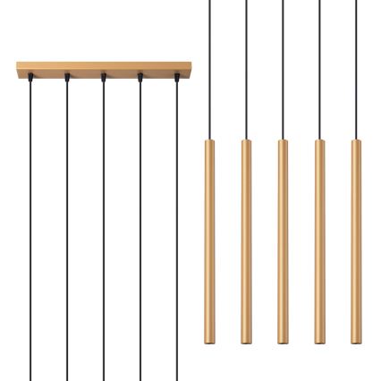 Πολύφωτο με συρματόσχοινο PASTELO 5xG9/8W/230V χρυσαφί