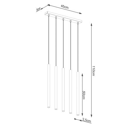 Πολύφωτο με συρματόσχοινο PASTELO 5xG9/8W/230V χρυσαφί