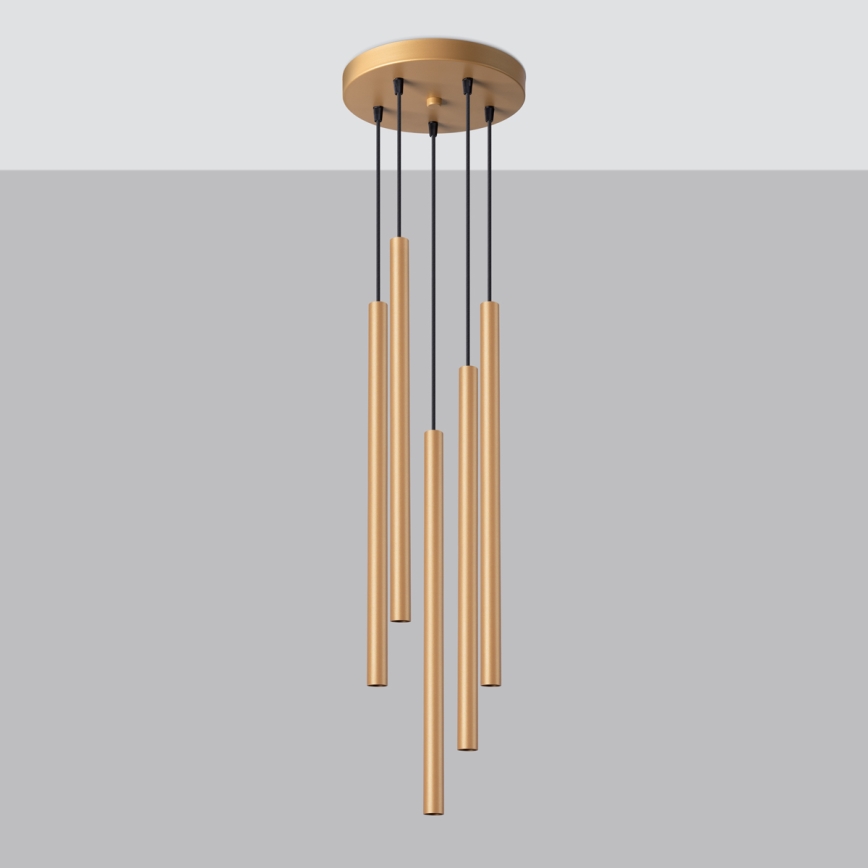 Πολύφωτο με συρματόσχοινο PASTELO 5xG9/8W/230V χρυσαφί