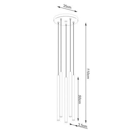 Πολύφωτο με συρματόσχοινο PASTELO 5xG9/8W/230V χρυσαφί