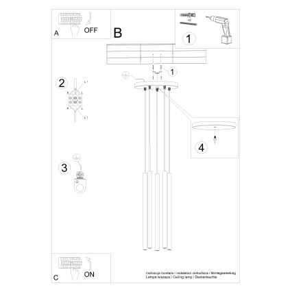 Πολύφωτο με συρματόσχοινο PASTELO 5xG9/8W/230V χρυσαφί