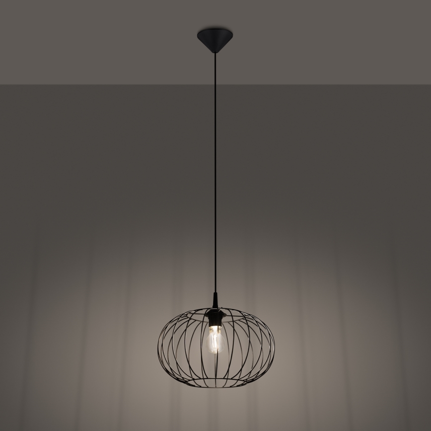 Πολύφωτο με συρματόσχοινο TSUNO 1xE27/15W/230V μαύρο