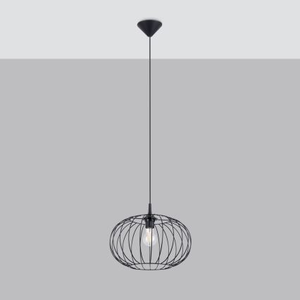 Πολύφωτο με συρματόσχοινο TSUNO 1xE27/15W/230V μαύρο