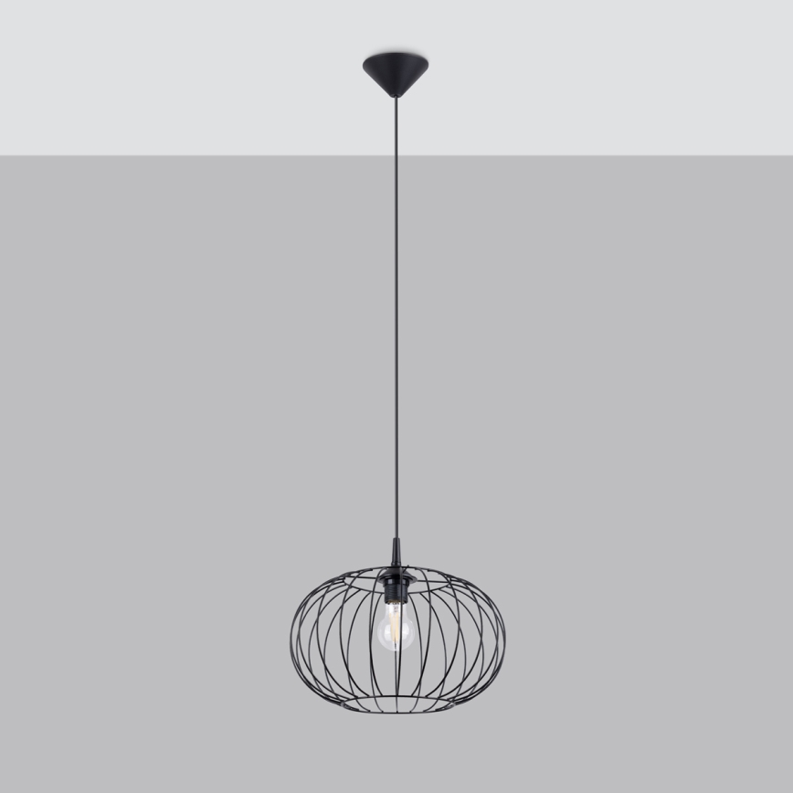 Πολύφωτο με συρματόσχοινο TSUNO 1xE27/15W/230V μαύρο