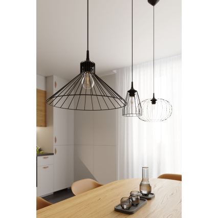 Πολύφωτο με συρματόσχοινο TSUNO 1xE27/15W/230V μαύρο
