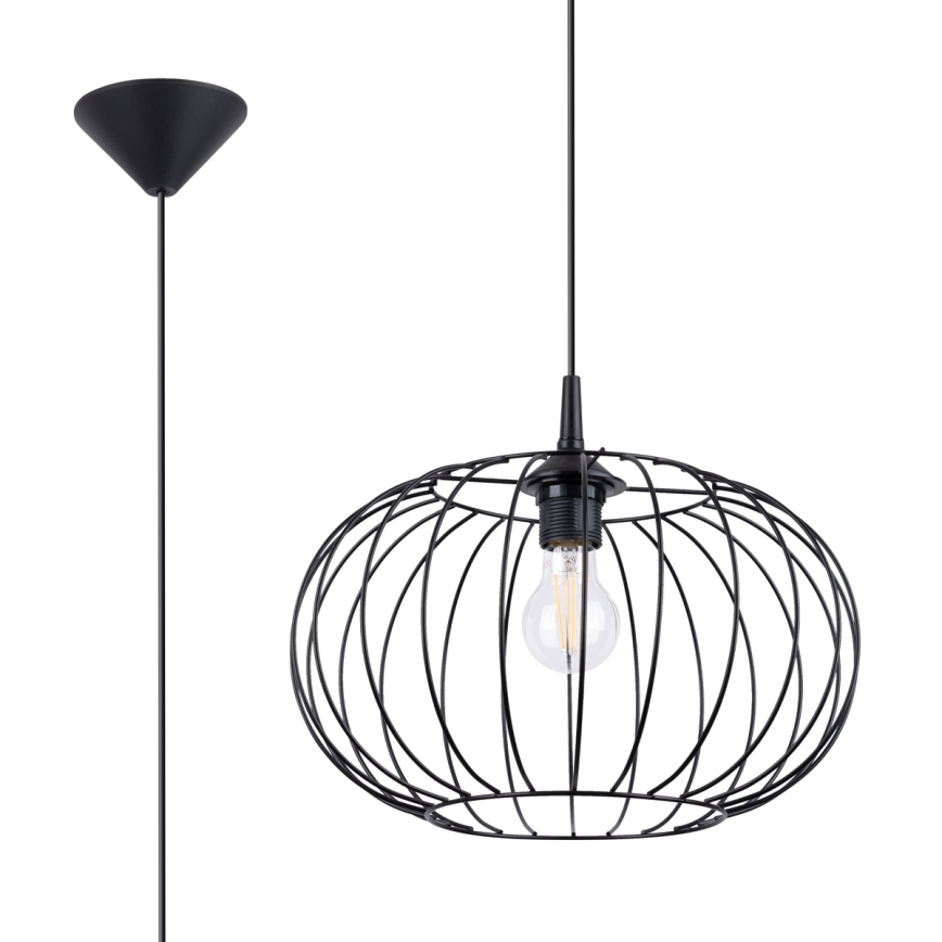 Πολύφωτο με συρματόσχοινο TSUNO 1xE27/15W/230V μαύρο