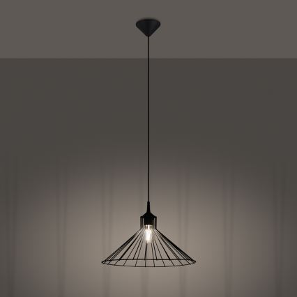 Πολύφωτο με συρματόσχοινο EDA 1xE27/15W/230V μαύρο