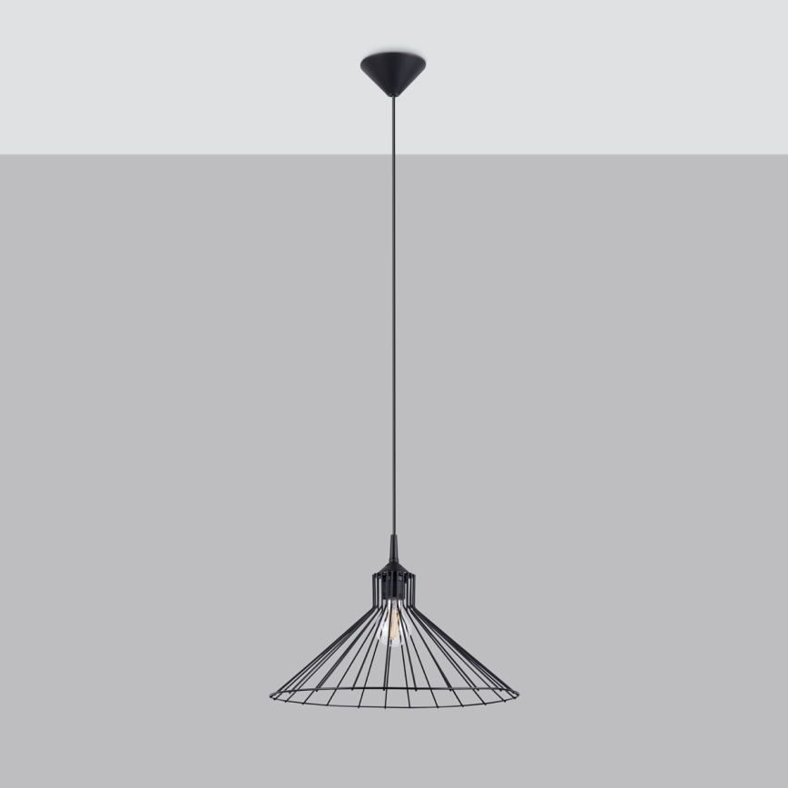 Πολύφωτο με συρματόσχοινο EDA 1xE27/15W/230V μαύρο