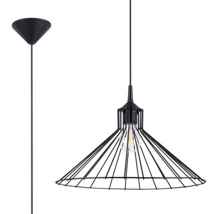 Πολύφωτο με συρματόσχοινο EDA 1xE27/15W/230V μαύρο