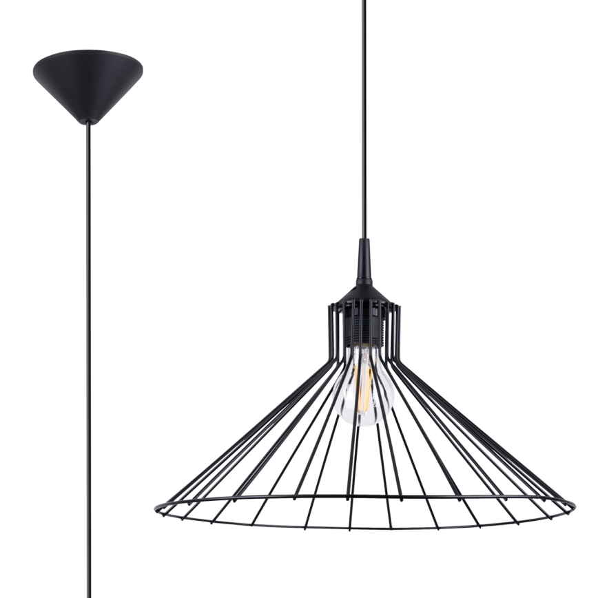 Πολύφωτο με συρματόσχοινο EDA 1xE27/15W/230V μαύρο