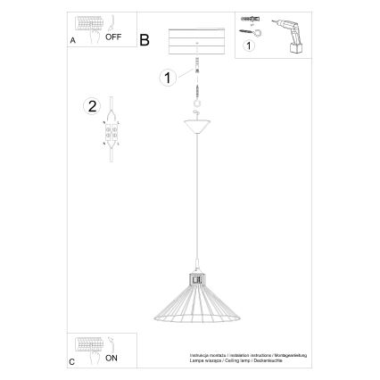 Πολύφωτο με συρματόσχοινο EDA 1xE27/15W/230V μαύρο