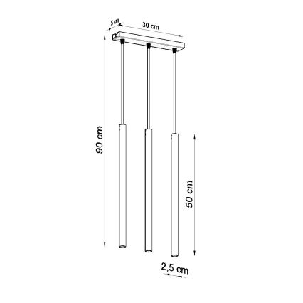 Πολύφωτο με συρματόσχοινο PASTELO 3xG9/8W/230V χρυσαφί