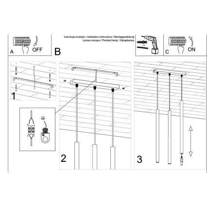 Πολύφωτο με συρματόσχοινο PASTELO 3xG9/8W/230V χρυσαφί