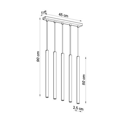 Πολύφωτο με συρματόσχοινο PASTELO 5xG9/8W/230V χρυσαφί