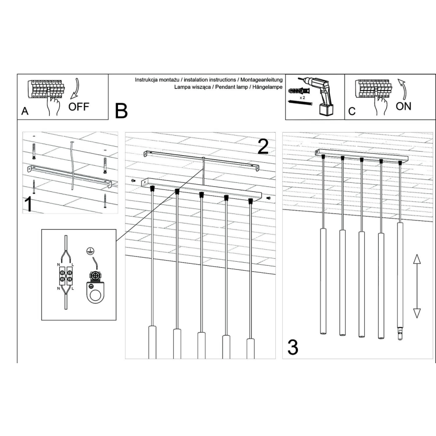Πολύφωτο με συρματόσχοινο PASTELO 5xG9/8W/230V χρυσαφί