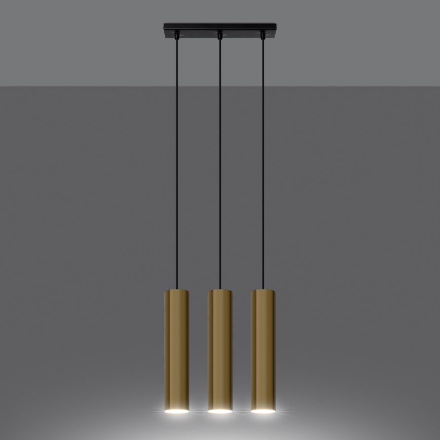 Πολύφωτο με συρματόσχοινο LAGOS 3xGU10/10W/230V χρυσαφί