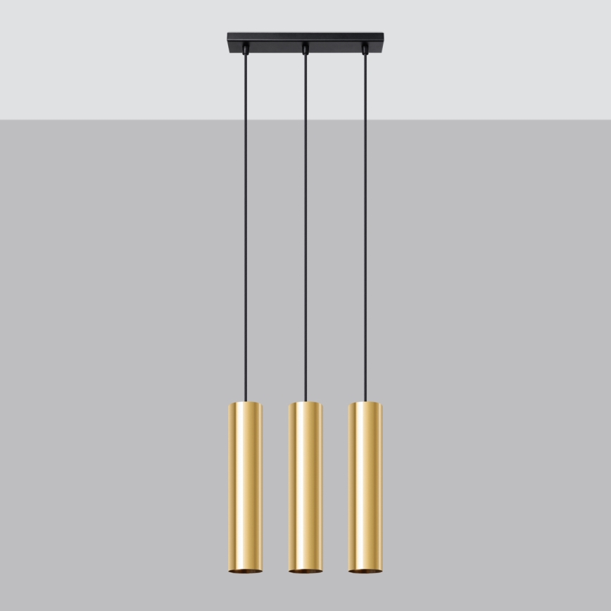 Πολύφωτο με συρματόσχοινο LAGOS 3xGU10/10W/230V χρυσαφί