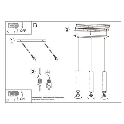 Πολύφωτο με συρματόσχοινο LAGOS 3xGU10/10W/230V χρυσαφί