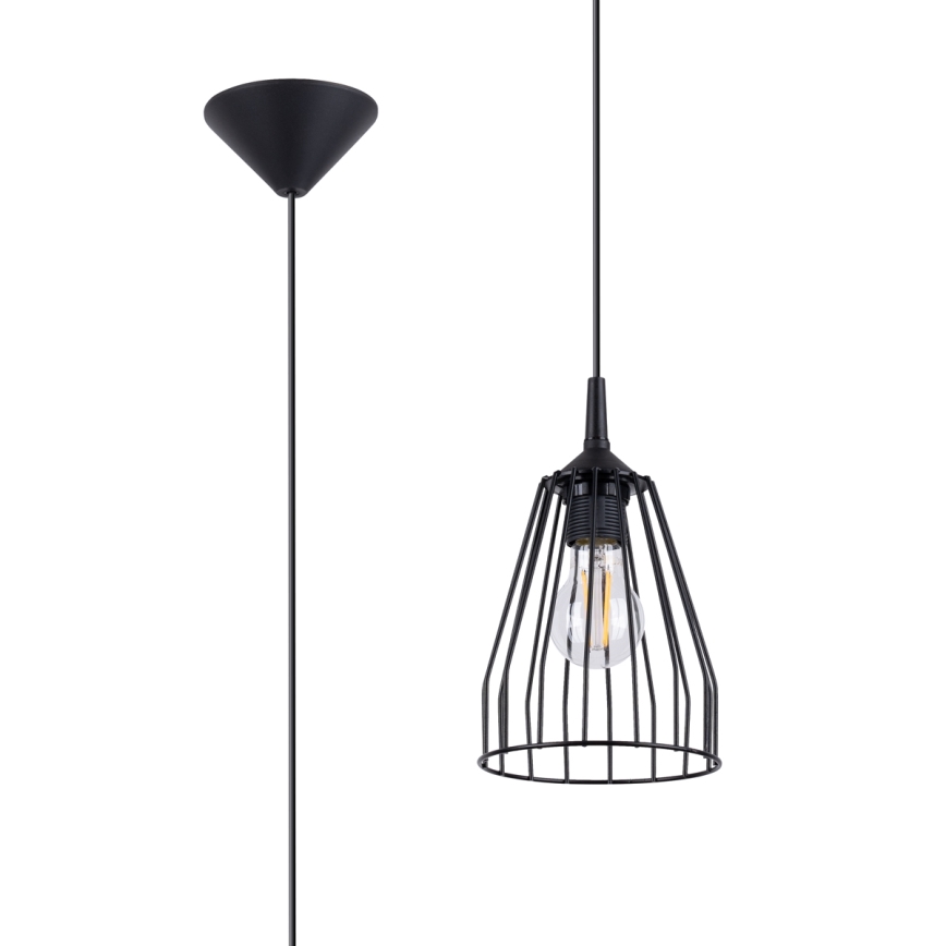 Κρεμαστό φωτιστικό οροφής LEYO 1xE27/15W/230V μαύρο