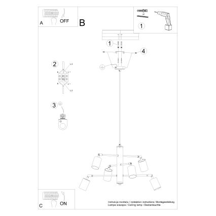 Κρεμαστό φωτιστικό οροφής LEMMI 6xGU10/10W/230V μαύρο