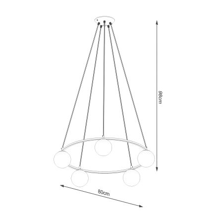 Κρεμαστό φωτιστικό οροφής YOLI 5xG9/8W/230V μαύρο