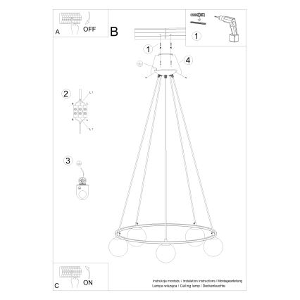 Κρεμαστό φωτιστικό οροφής YOLI 5xG9/8W/230V μαύρο