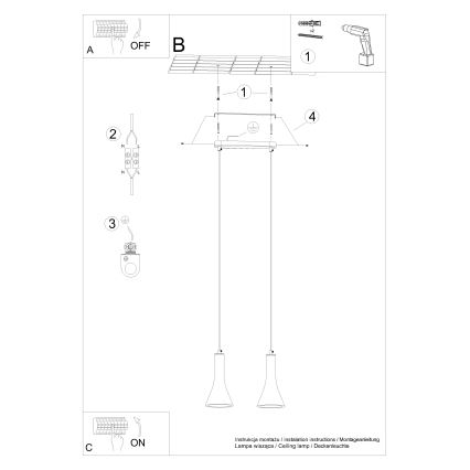 Κρεμαστό φωτιστικό οροφής ράγα REA 2xE14/12W/230V τσιμέντο