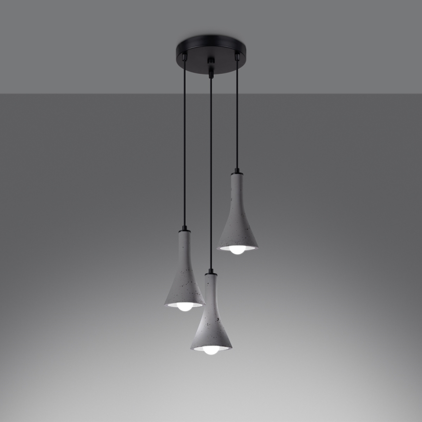 Κρεμαστό φωτιστικό οροφής τρίφωτο REA 3xE14/12W/230V τσιμέντο