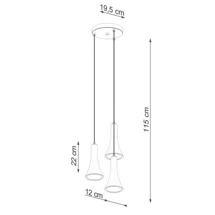 Κρεμαστό φωτιστικό οροφής τρίφωτο REA 3xE14/12W/230V τσιμέντο